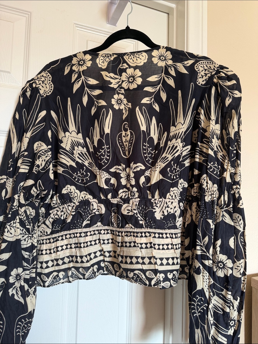 FARM Rio Black and Cream Botanical Bird Print Blouse - Picture 10 of 10